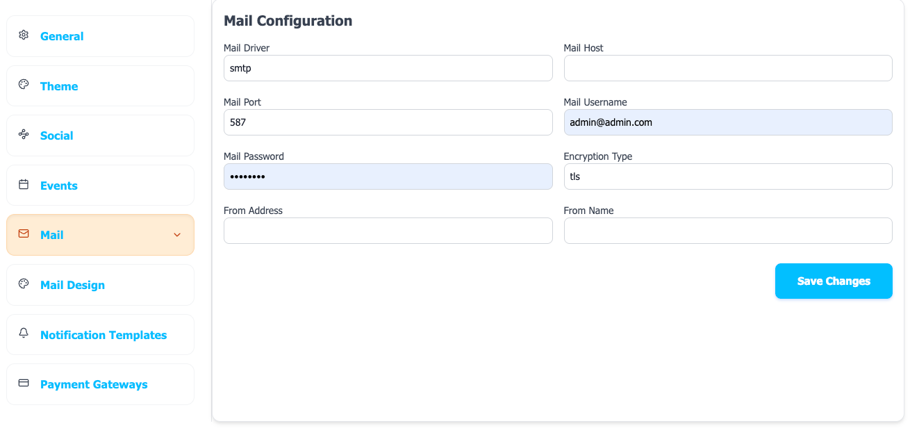 Eventix Mail Configuration